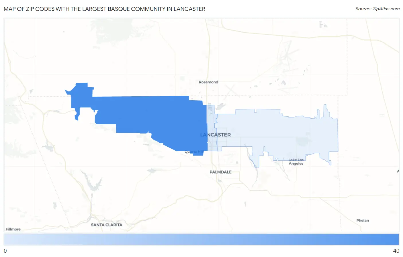 Zip Codes with the Largest Basque Community in Lancaster Map