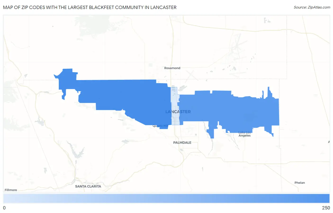 Zip Codes with the Largest Blackfeet Community in Lancaster Map
