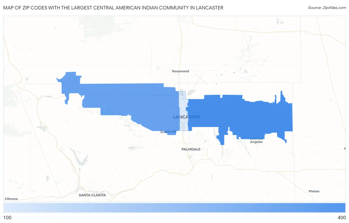 Zip Codes with the Largest Central American Indian Community in Lancaster Map
