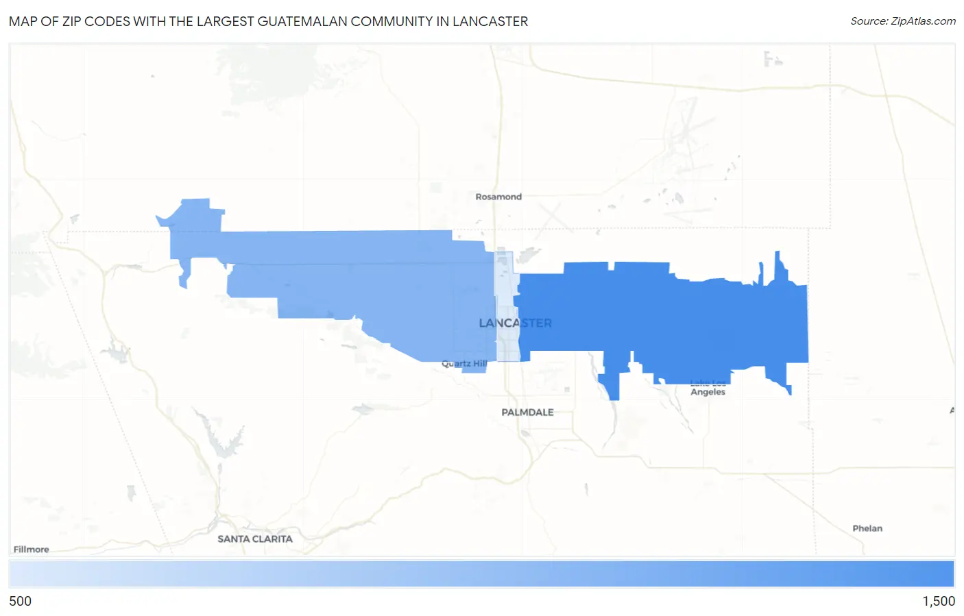 Zip Codes with the Largest Guatemalan Community in Lancaster Map