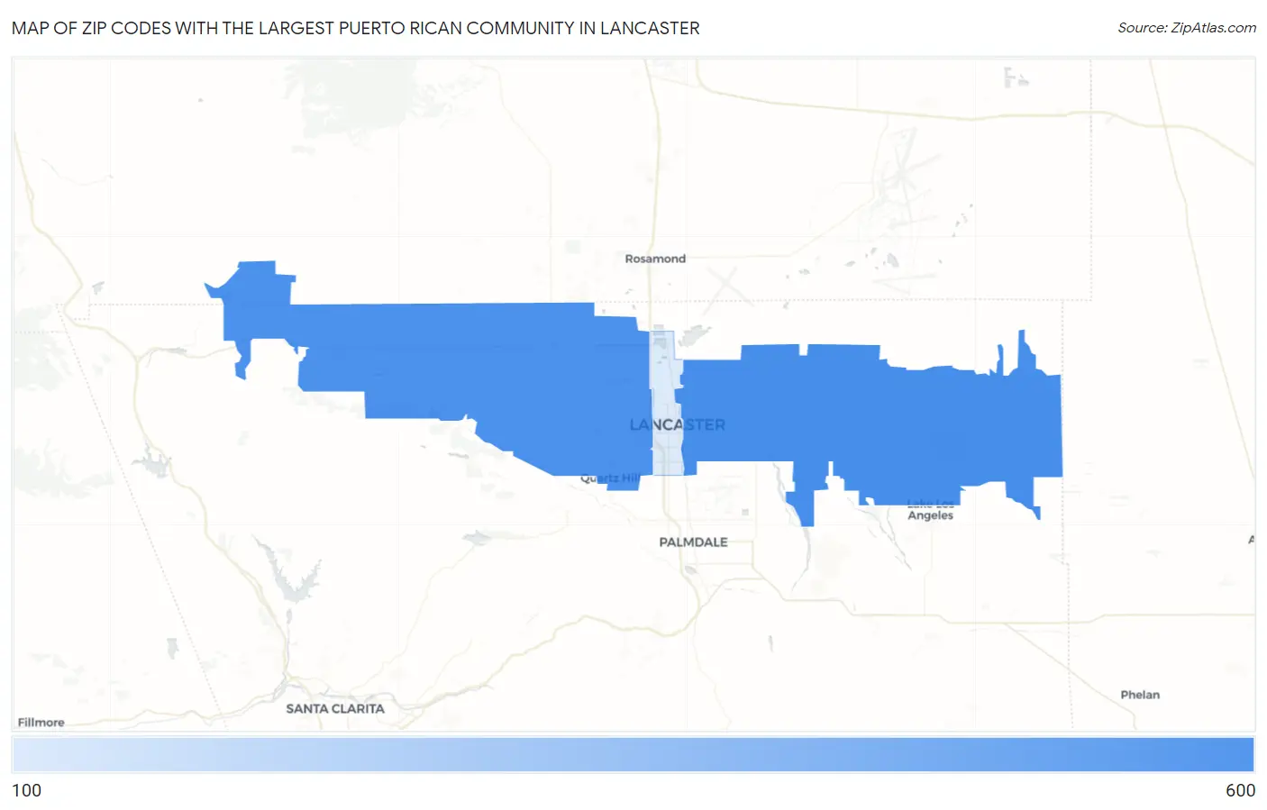 Zip Codes with the Largest Puerto Rican Community in Lancaster Map