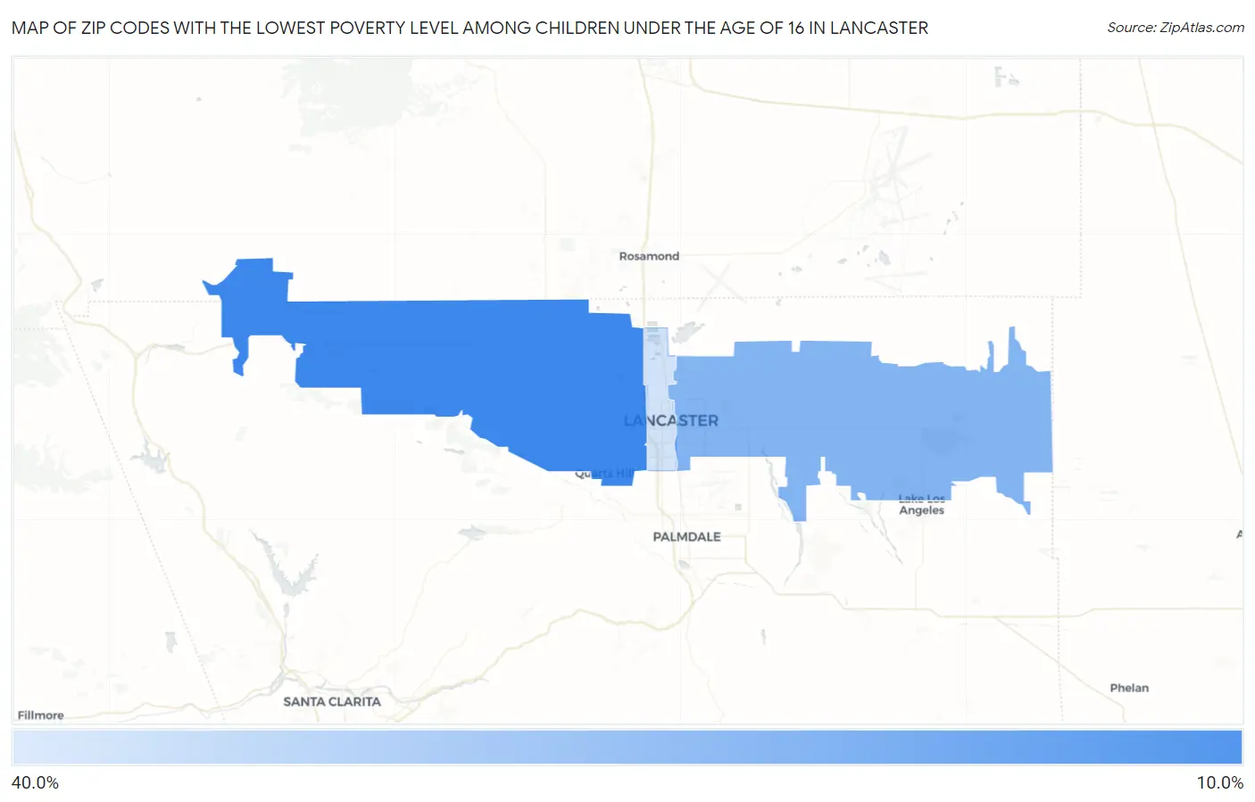 Zip Codes with the Lowest Poverty Level Among Children Under the Age of 16 in Lancaster Map