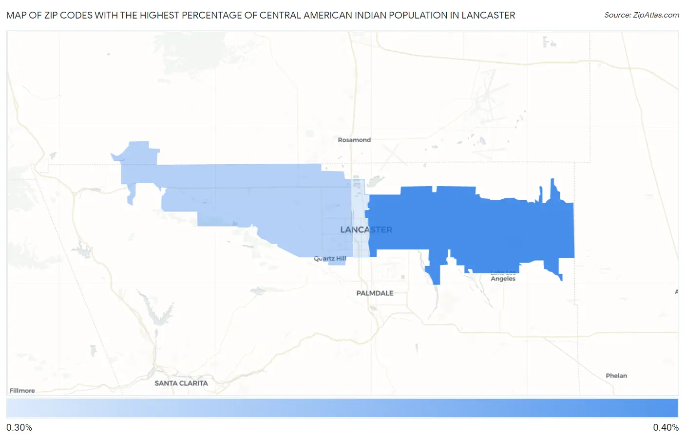 Zip Codes with the Highest Percentage of Central American Indian Population in Lancaster Map