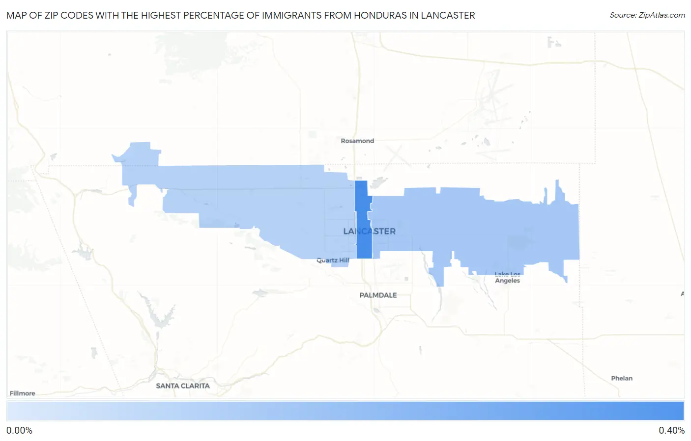 Zip Codes with the Highest Percentage of Immigrants from Honduras in Lancaster Map