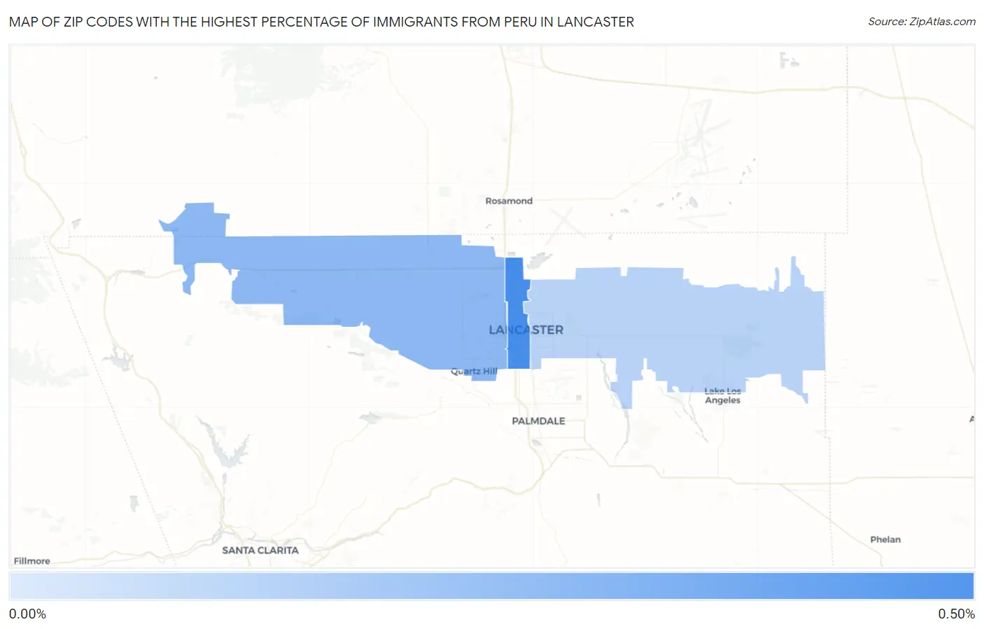 Zip Codes with the Highest Percentage of Immigrants from Peru in Lancaster Map