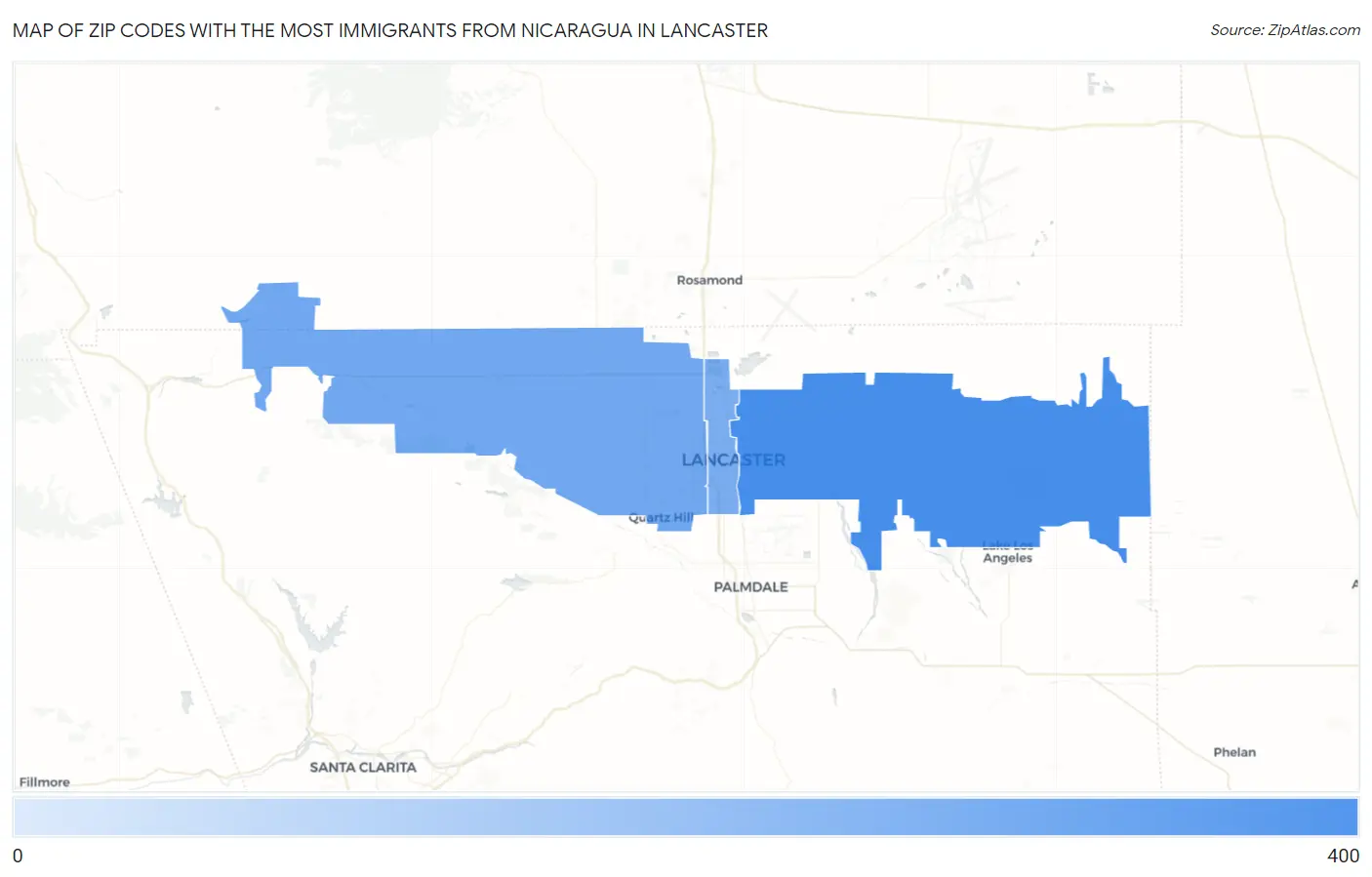 Zip Codes with the Most Immigrants from Nicaragua in Lancaster Map