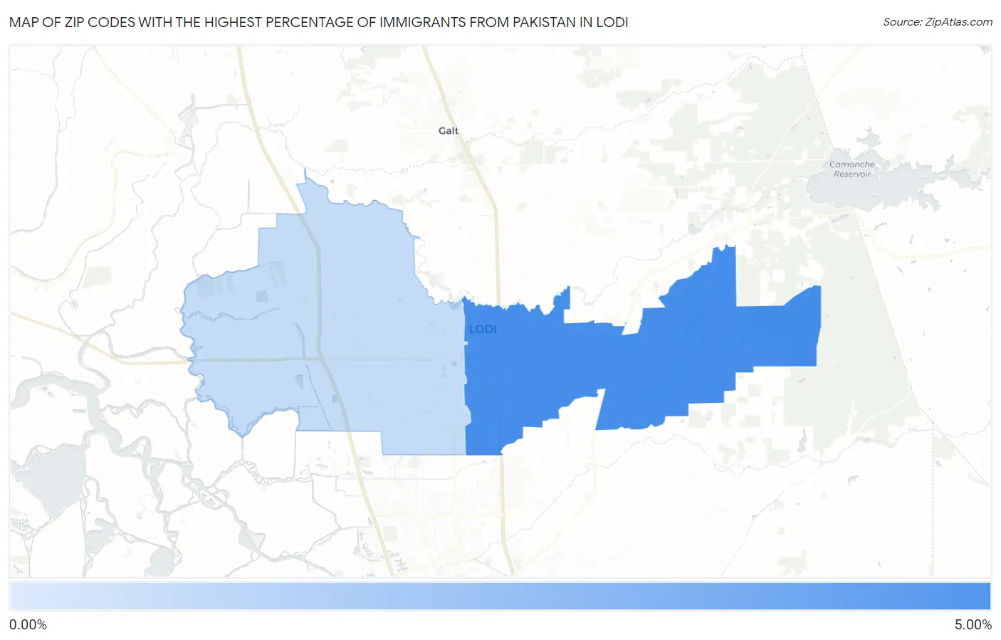 Zip Codes with the Highest Percentage of Immigrants from Pakistan in Lodi Map