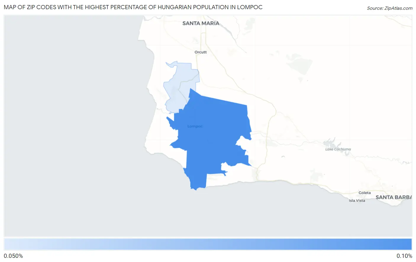 Zip Codes with the Highest Percentage of Hungarian Population in Lompoc Map