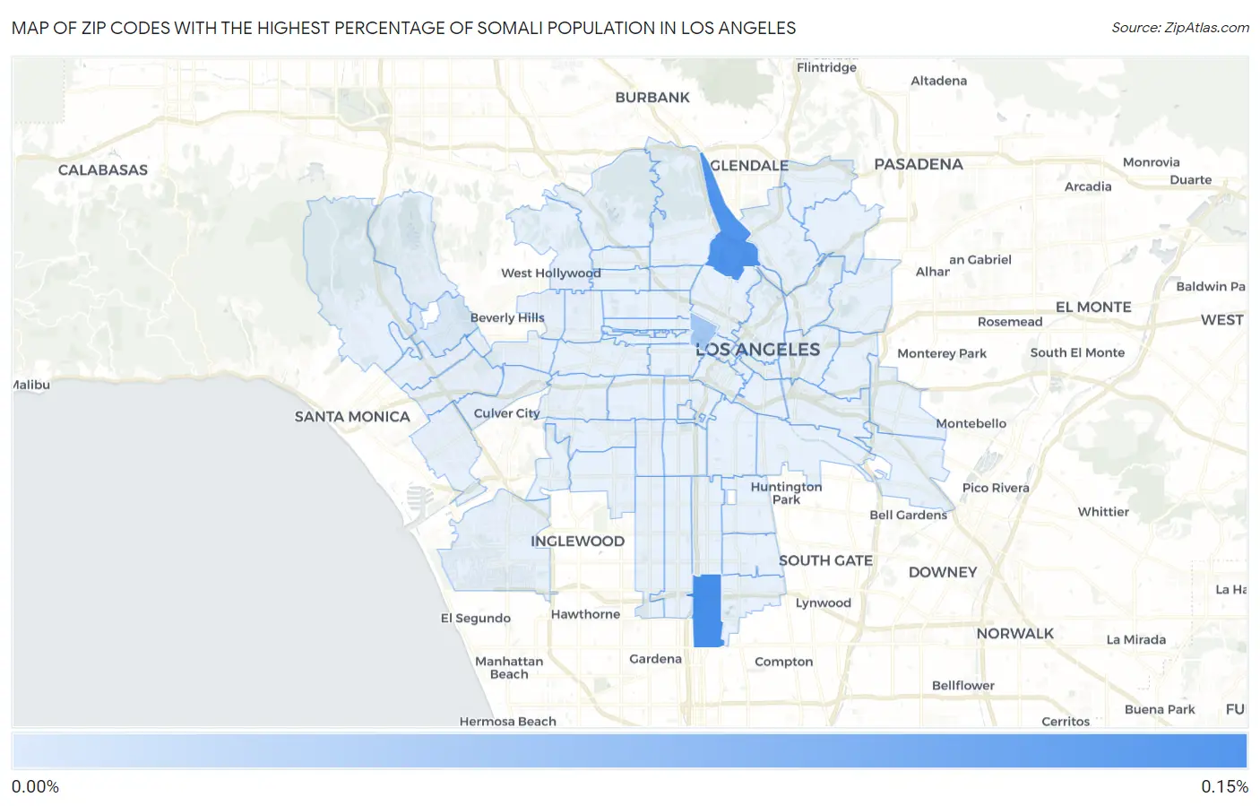 Zip Codes with the Highest Percentage of Somali Population in Los Angeles Map