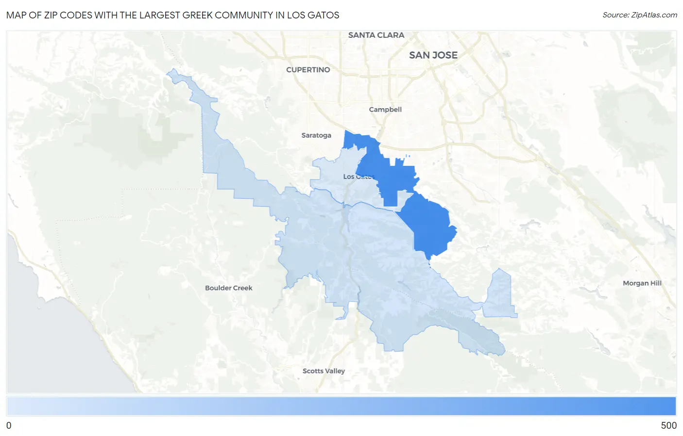 Zip Codes with the Largest Greek Community in Los Gatos Map