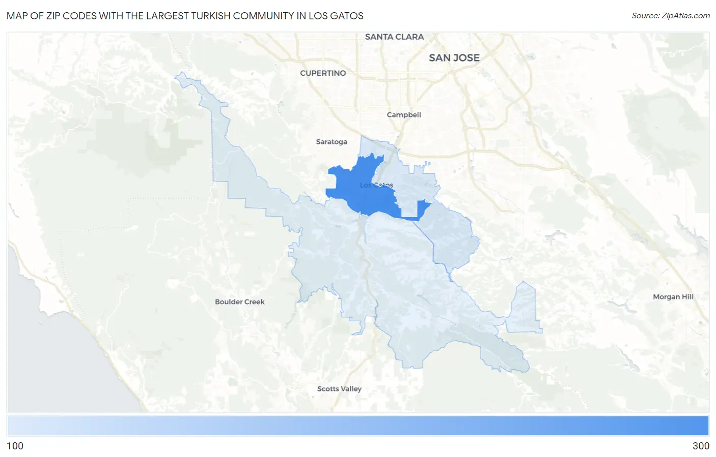 Zip Codes with the Largest Turkish Community in Los Gatos Map