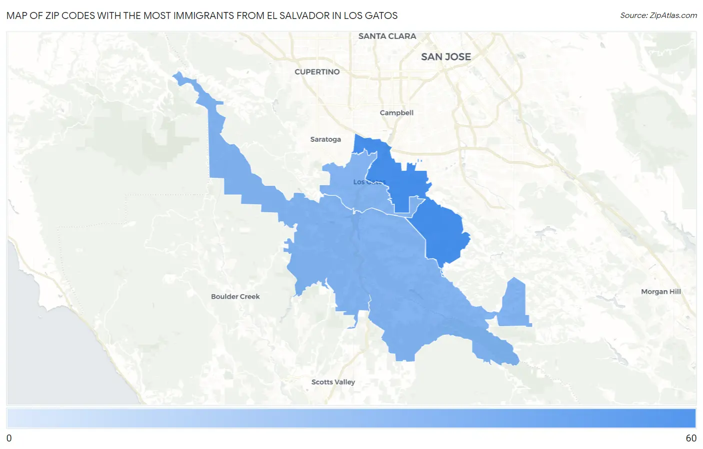 Zip Codes with the Most Immigrants from El Salvador in Los Gatos Map