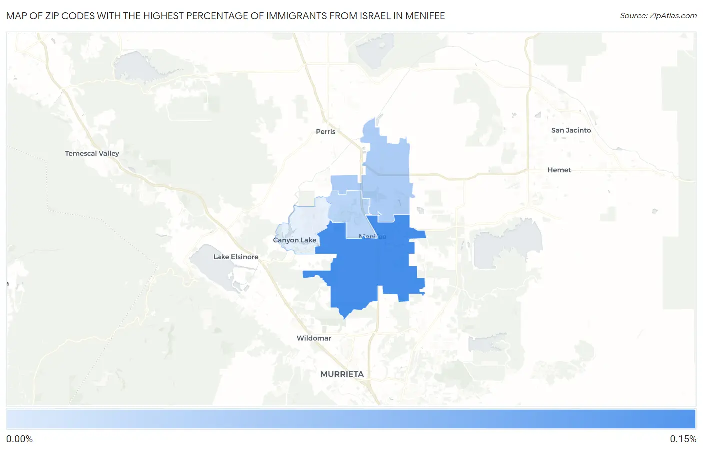 Zip Codes with the Highest Percentage of Immigrants from Israel in Menifee Map