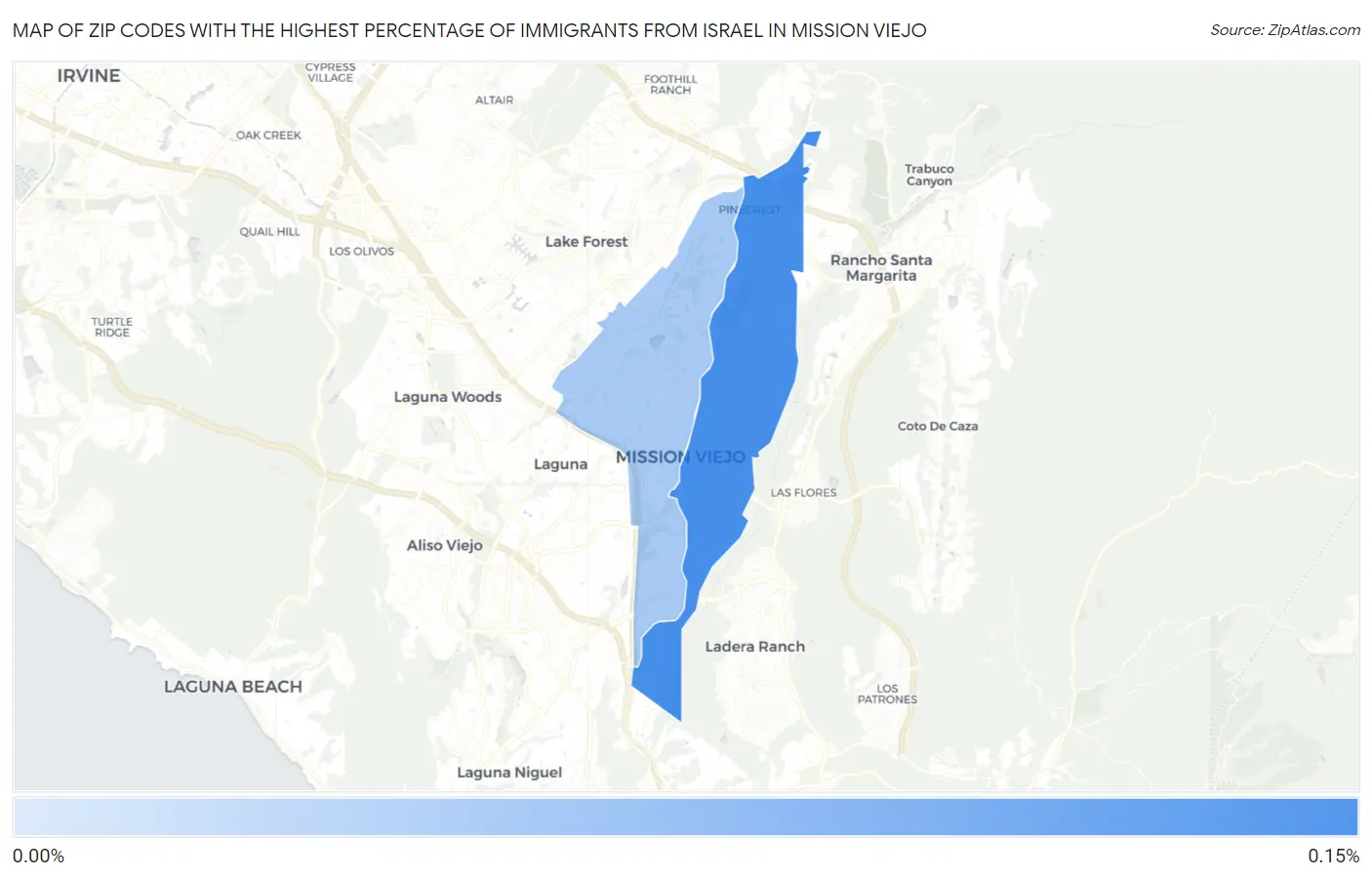 Zip Codes with the Highest Percentage of Immigrants from Israel in Mission Viejo Map