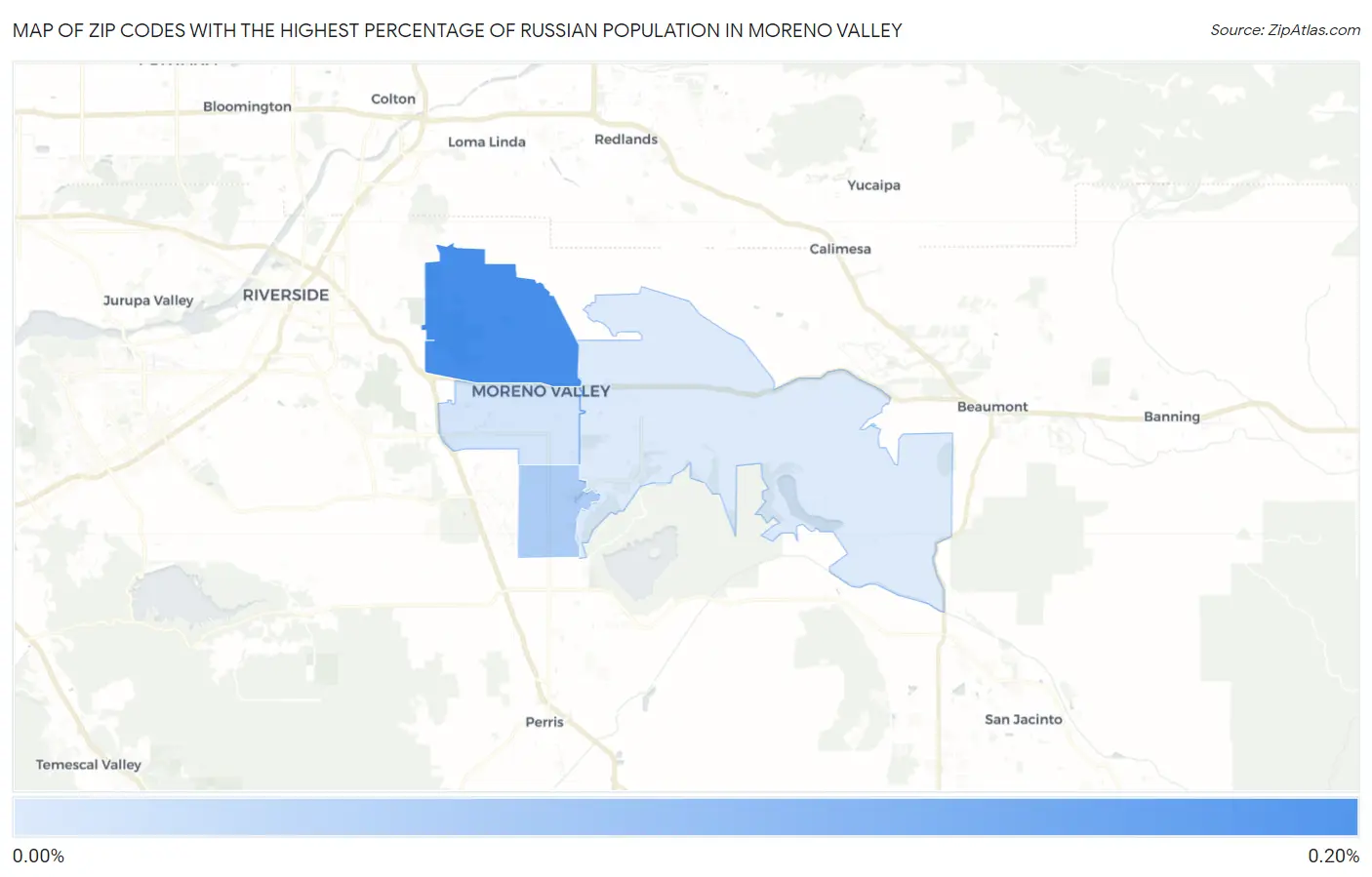Zip Codes with the Highest Percentage of Russian Population in Moreno Valley Map