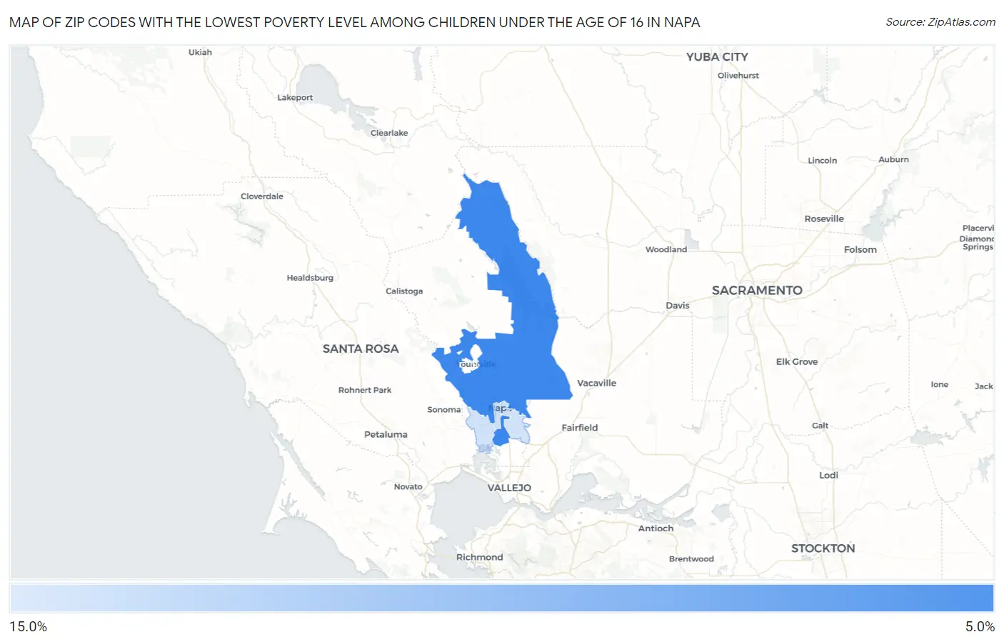 Zip Codes with the Lowest Poverty Level Among Children Under the Age of 16 in Napa Map
