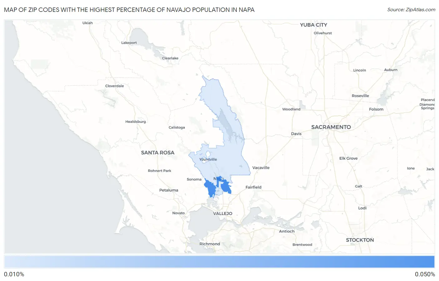Zip Codes with the Highest Percentage of Navajo Population in Napa Map