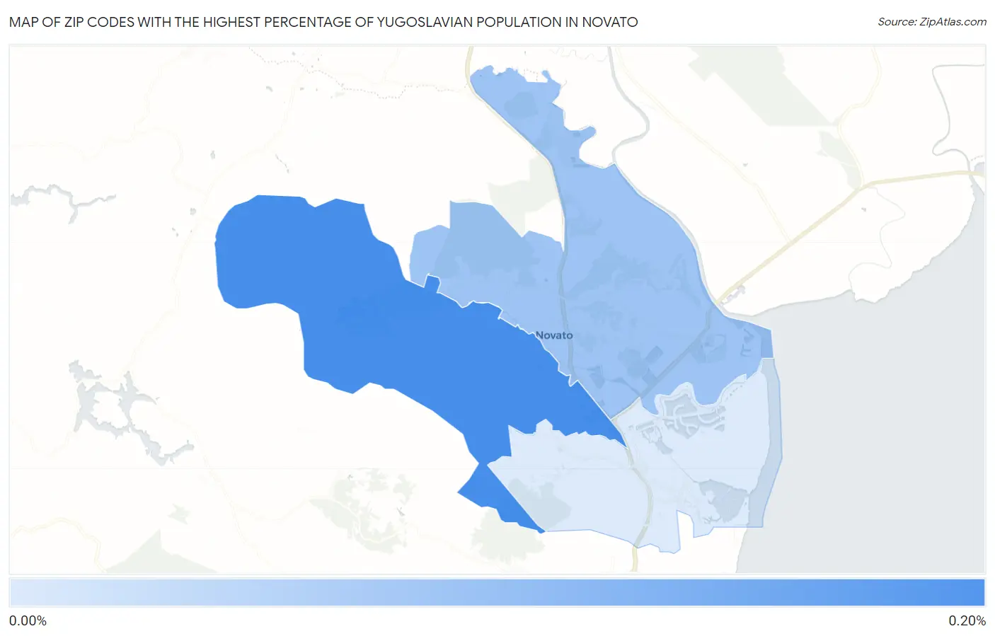 Zip Codes with the Highest Percentage of Yugoslavian Population in Novato Map