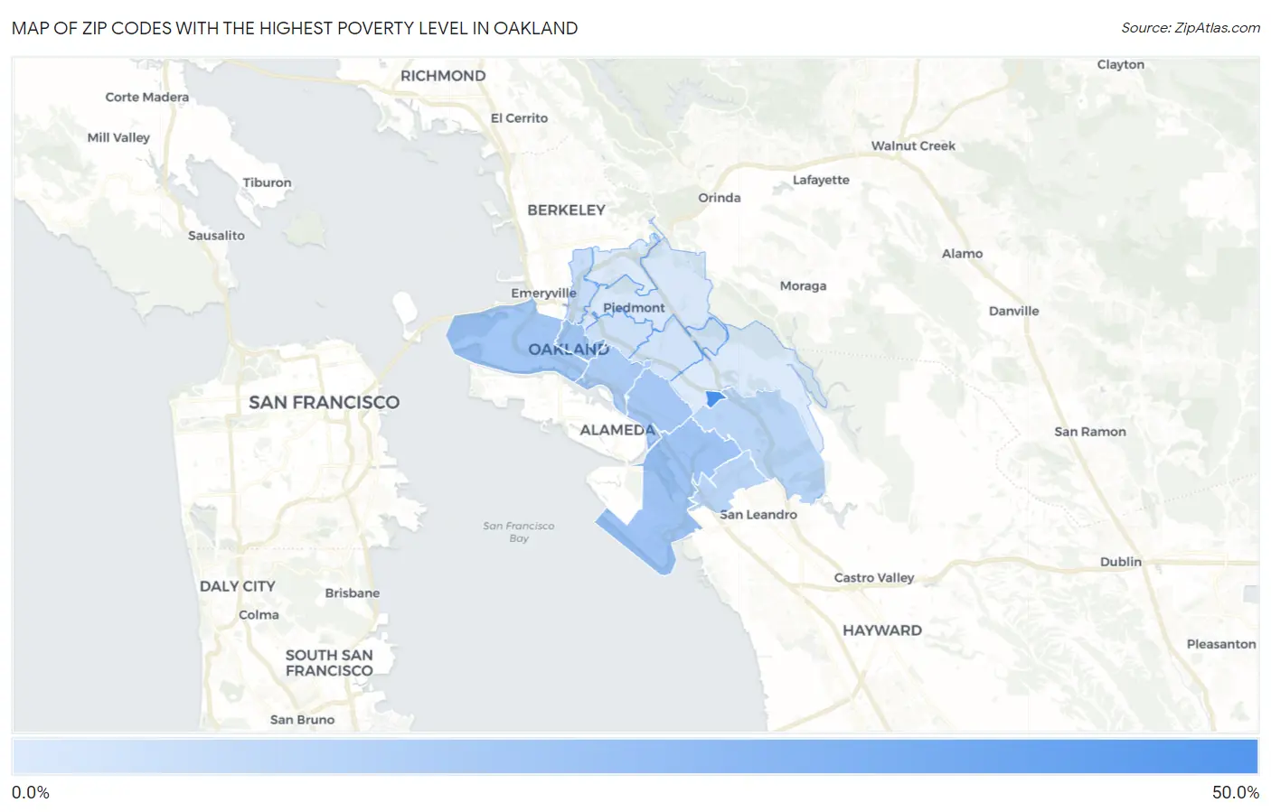 Zip Codes with the Highest Poverty Level in Oakland Map