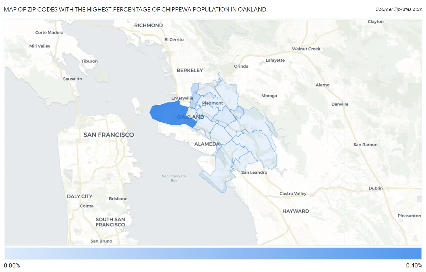 Zip Codes with the Highest Percentage of Chippewa Population in Oakland Map