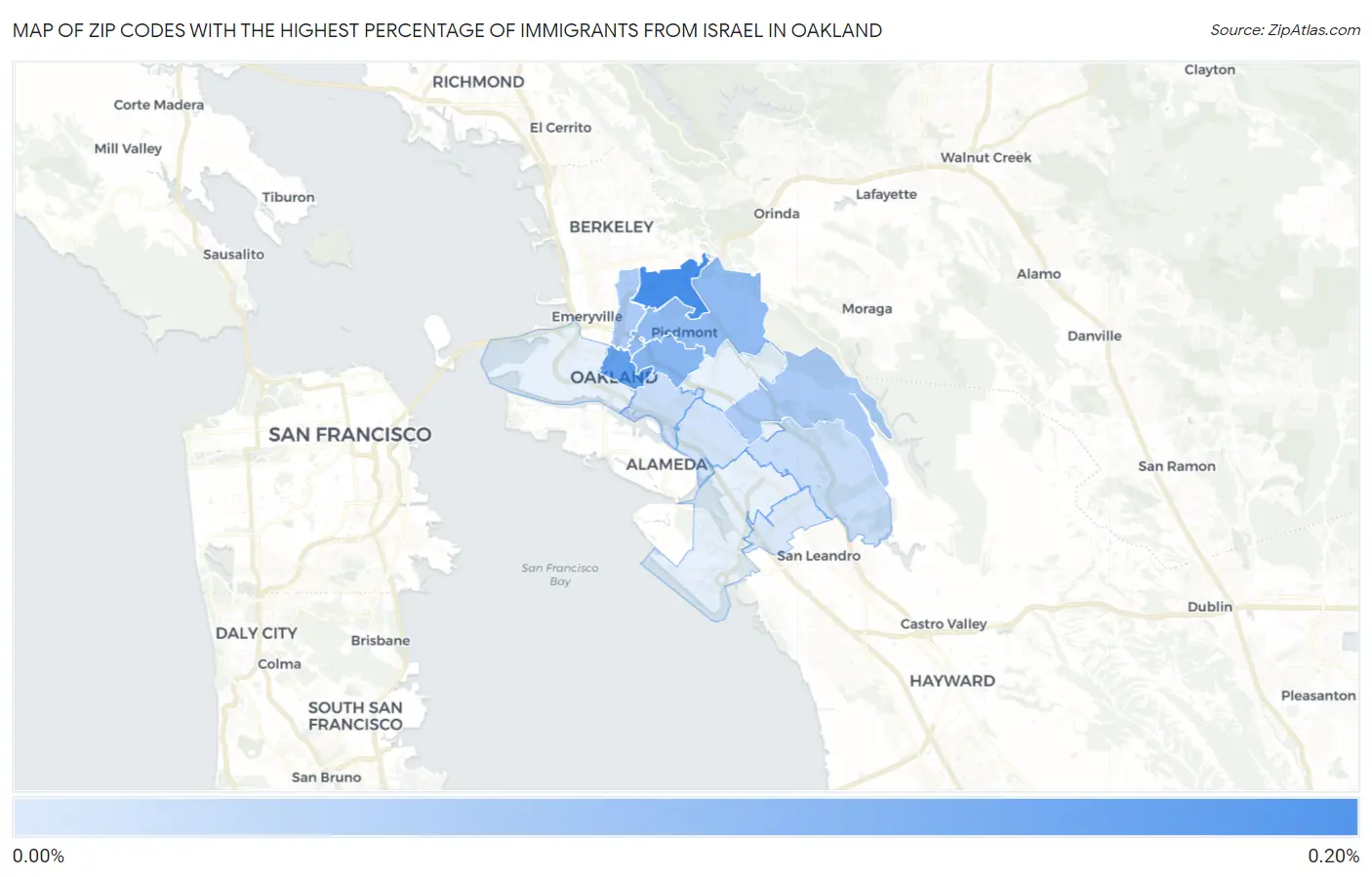 Zip Codes with the Highest Percentage of Immigrants from Israel in Oakland Map