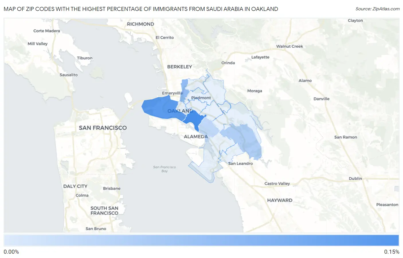 Zip Codes with the Highest Percentage of Immigrants from Saudi Arabia in Oakland Map