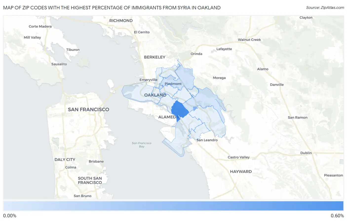 Zip Codes with the Highest Percentage of Immigrants from Syria in Oakland Map