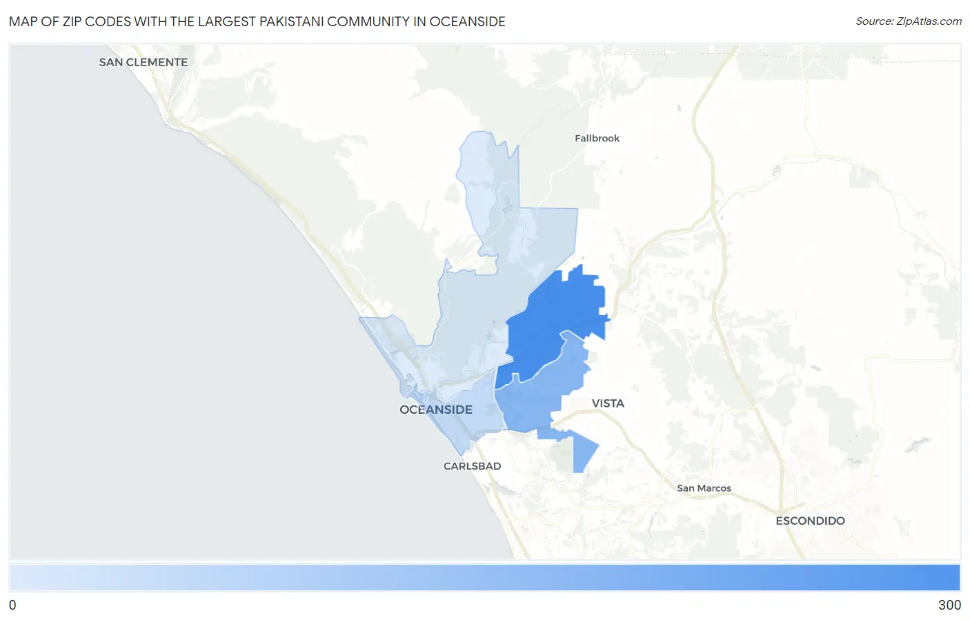 Zip Codes with the Largest Pakistani Community in Oceanside Map