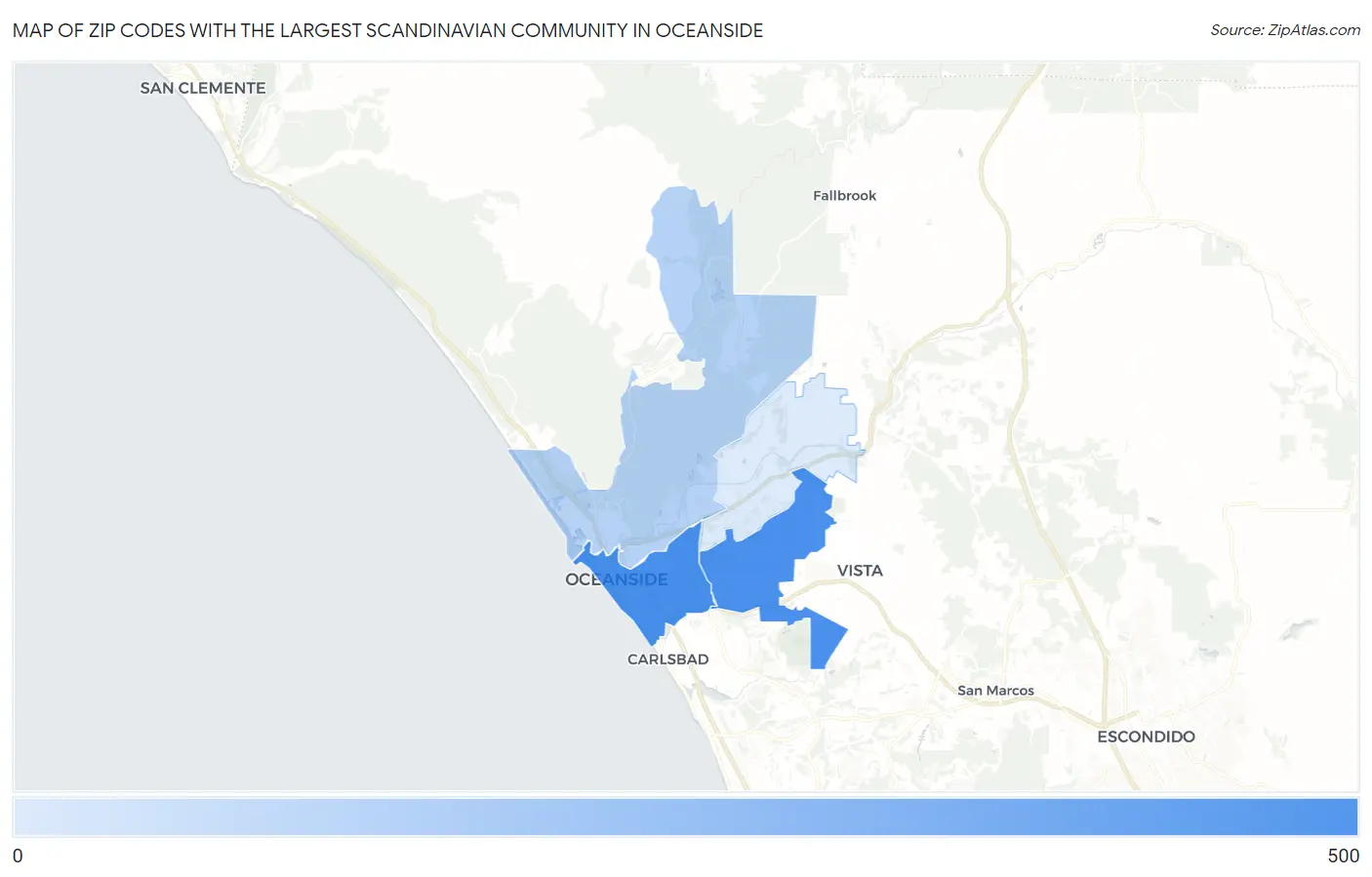 Zip Codes with the Largest Scandinavian Community in Oceanside Map