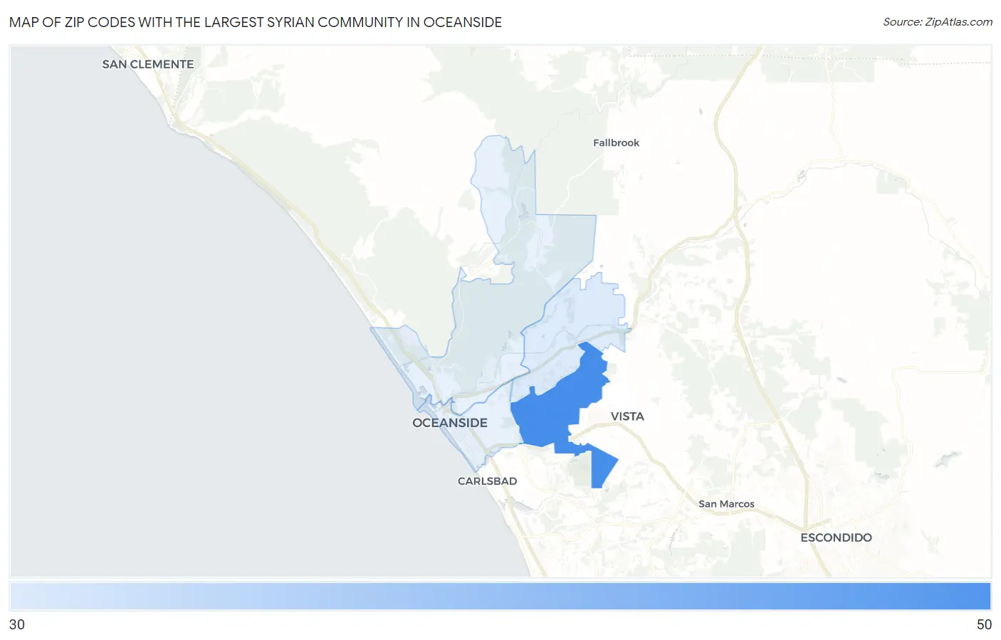 Zip Codes with the Largest Syrian Community in Oceanside Map