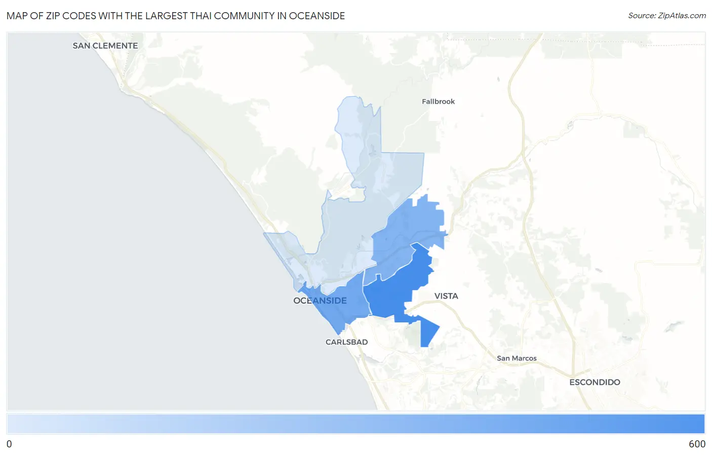 Zip Codes with the Largest Thai Community in Oceanside Map
