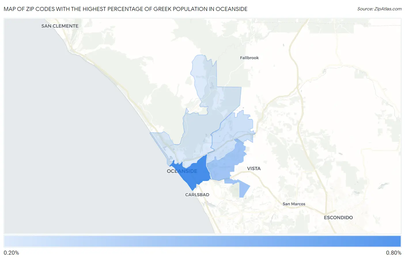 Zip Codes with the Highest Percentage of Greek Population in Oceanside Map