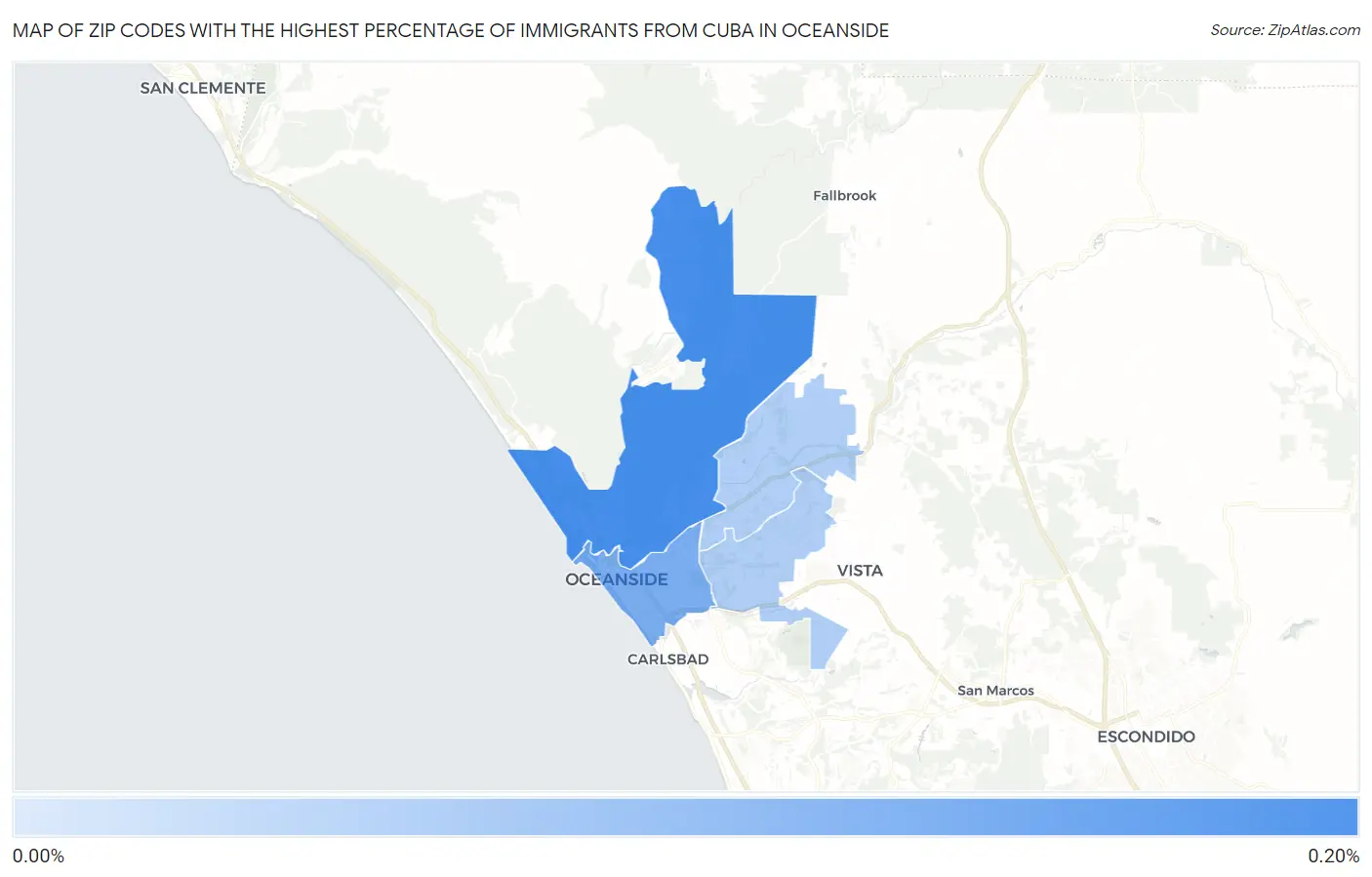 Zip Codes with the Highest Percentage of Immigrants from Cuba in Oceanside Map