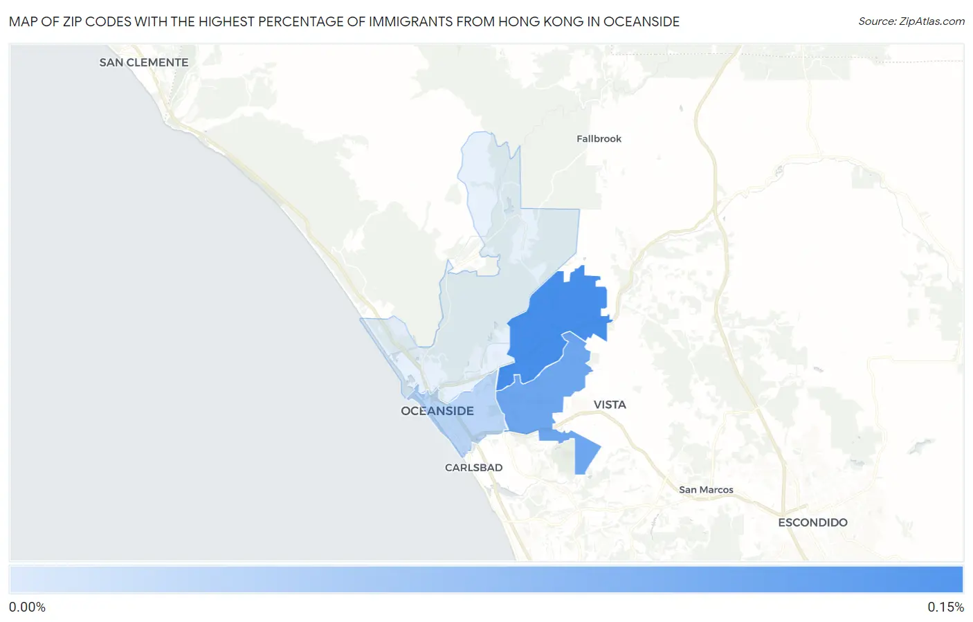 Zip Codes with the Highest Percentage of Immigrants from Hong Kong in Oceanside Map