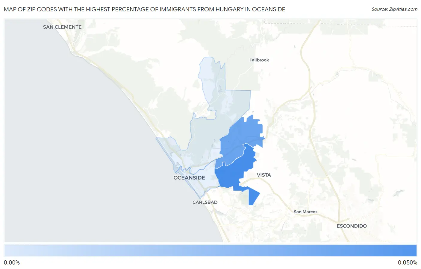 Zip Codes with the Highest Percentage of Immigrants from Hungary in Oceanside Map