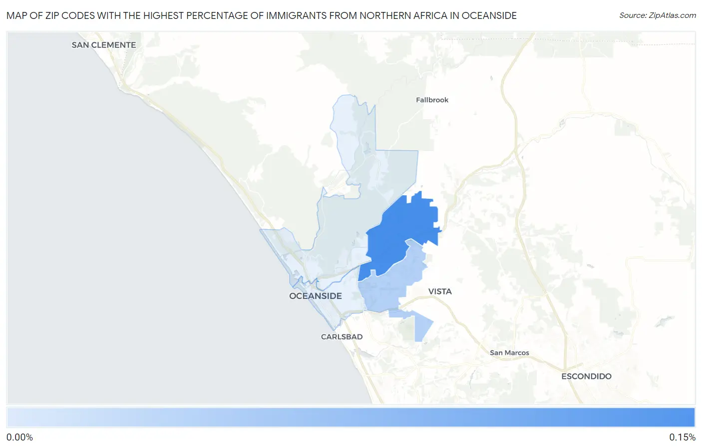 Zip Codes with the Highest Percentage of Immigrants from Northern Africa in Oceanside Map