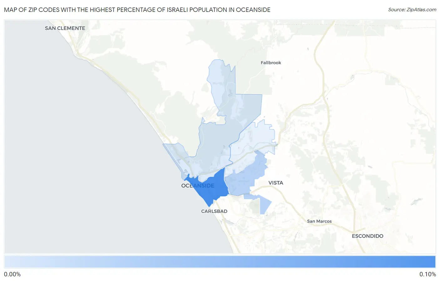 Zip Codes with the Highest Percentage of Israeli Population in Oceanside Map