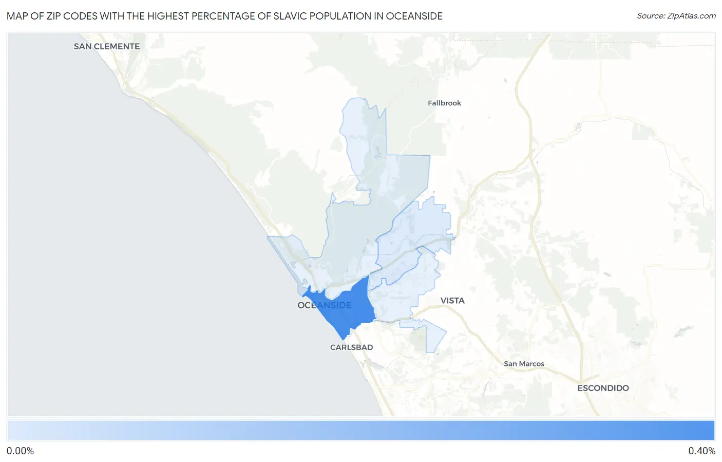 Zip Codes with the Highest Percentage of Slavic Population in Oceanside Map