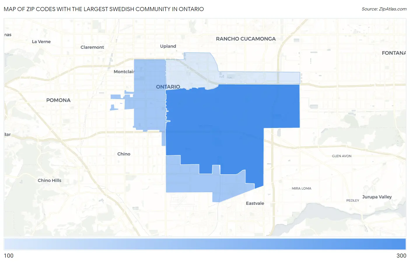Zip Codes with the Largest Swedish Community in Ontario Map