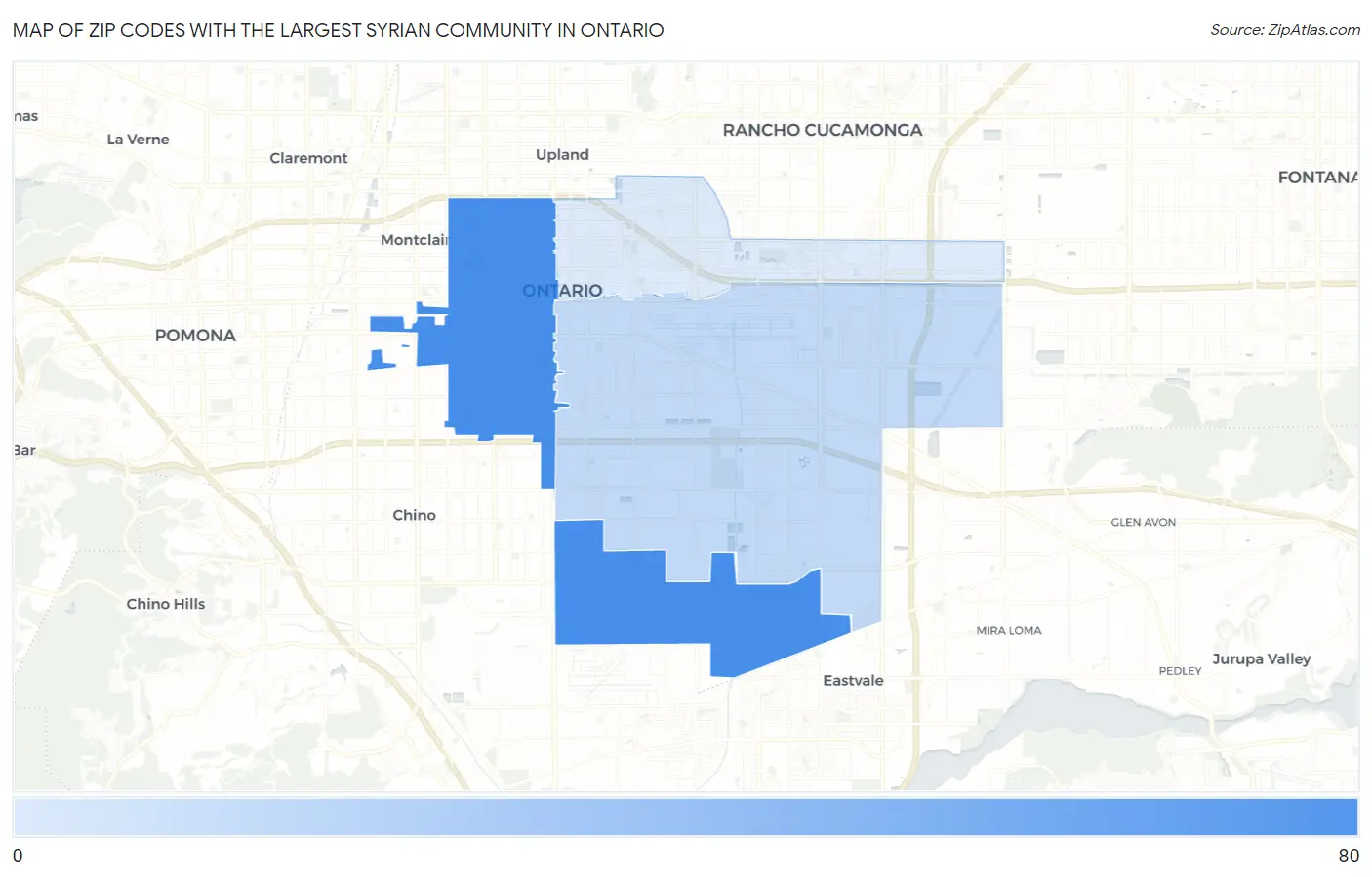 Zip Codes with the Largest Syrian Community in Ontario Map
