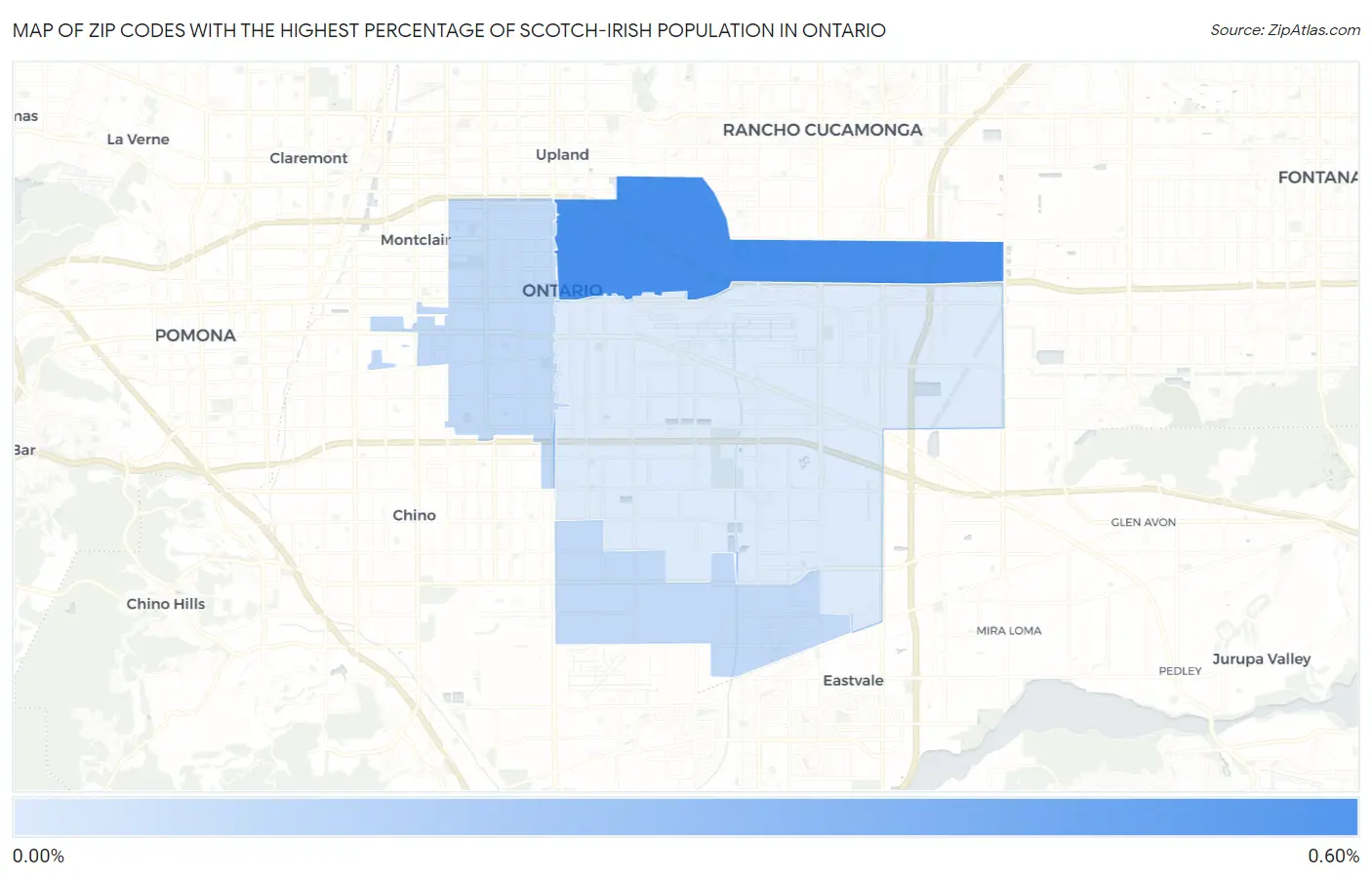 Zip Codes with the Highest Percentage of Scotch-Irish Population in Ontario Map