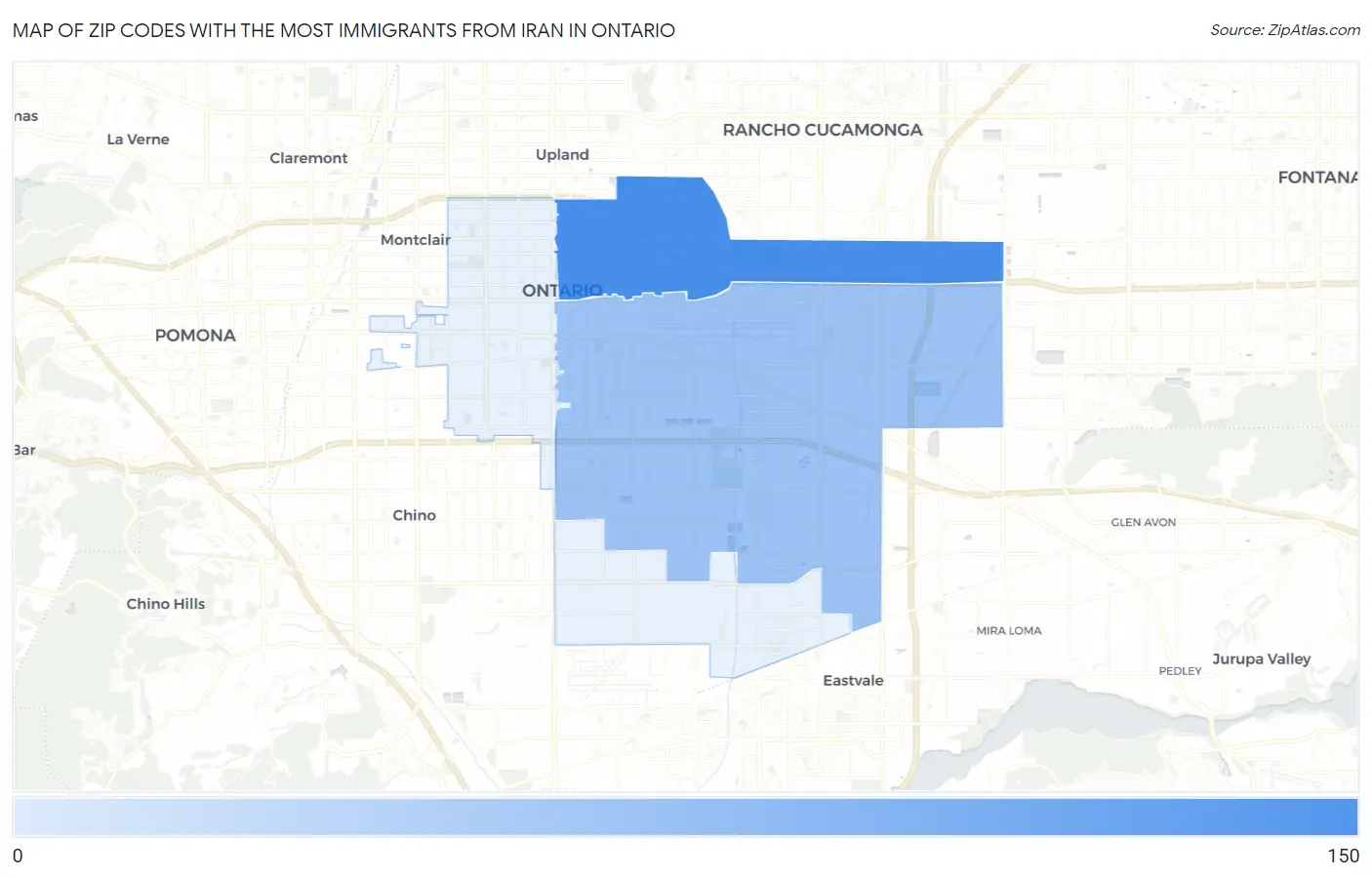 Zip Codes with the Most Immigrants from Iran in Ontario Map