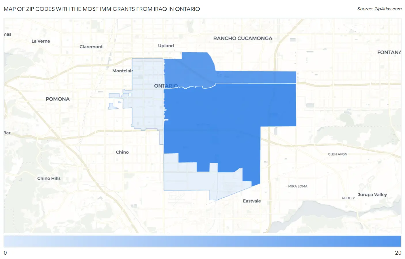 Zip Codes with the Most Immigrants from Iraq in Ontario Map