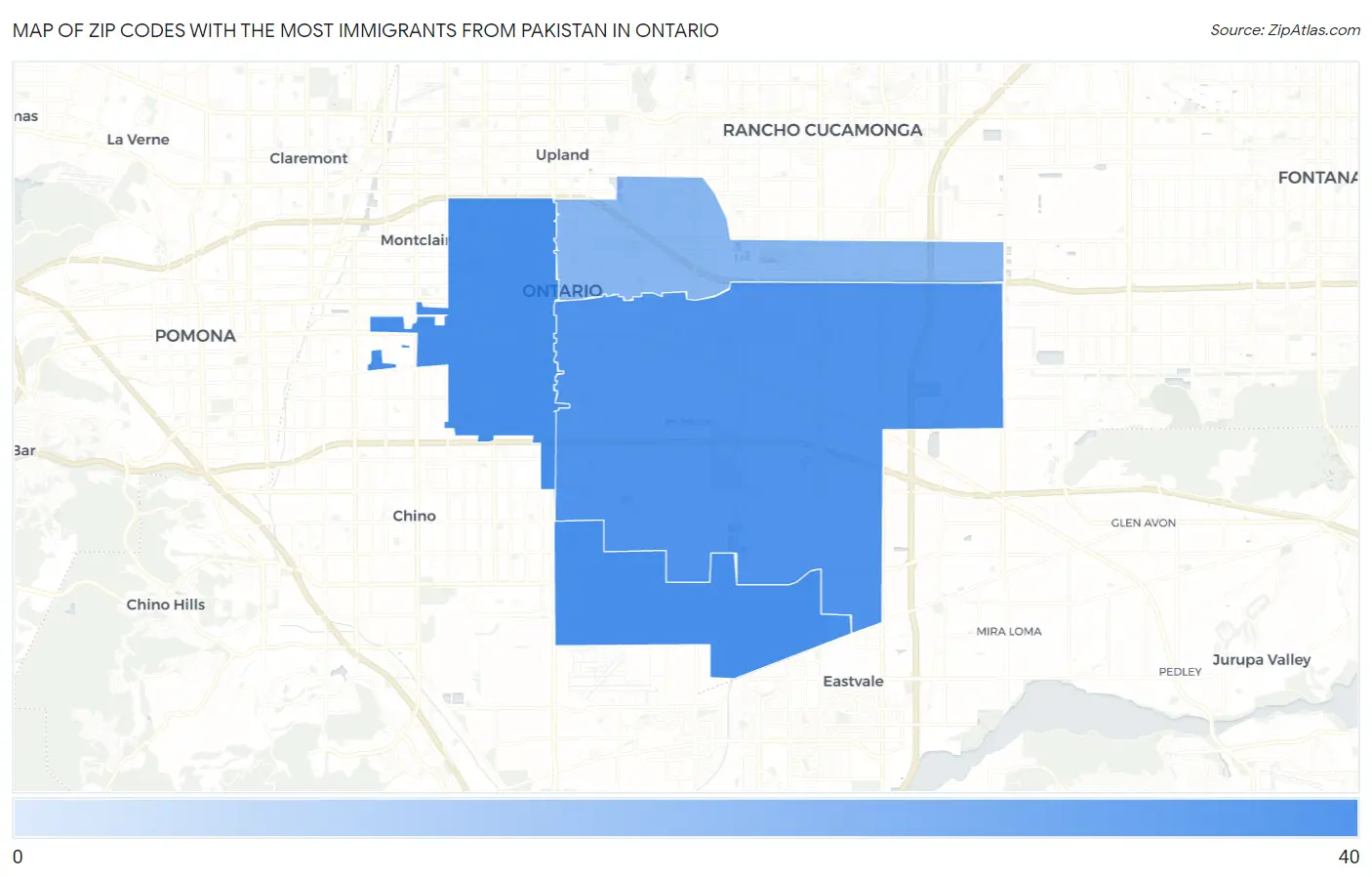 Zip Codes with the Most Immigrants from Pakistan in Ontario Map