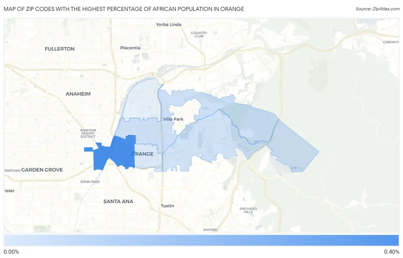 Zip Codes with the Highest Percentage of African Population in Orange Map