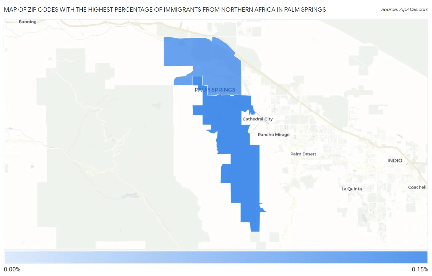 Zip Codes with the Highest Percentage of Immigrants from Northern Africa in Palm Springs Map