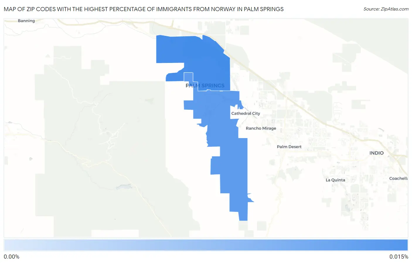 Zip Codes with the Highest Percentage of Immigrants from Norway in Palm Springs Map