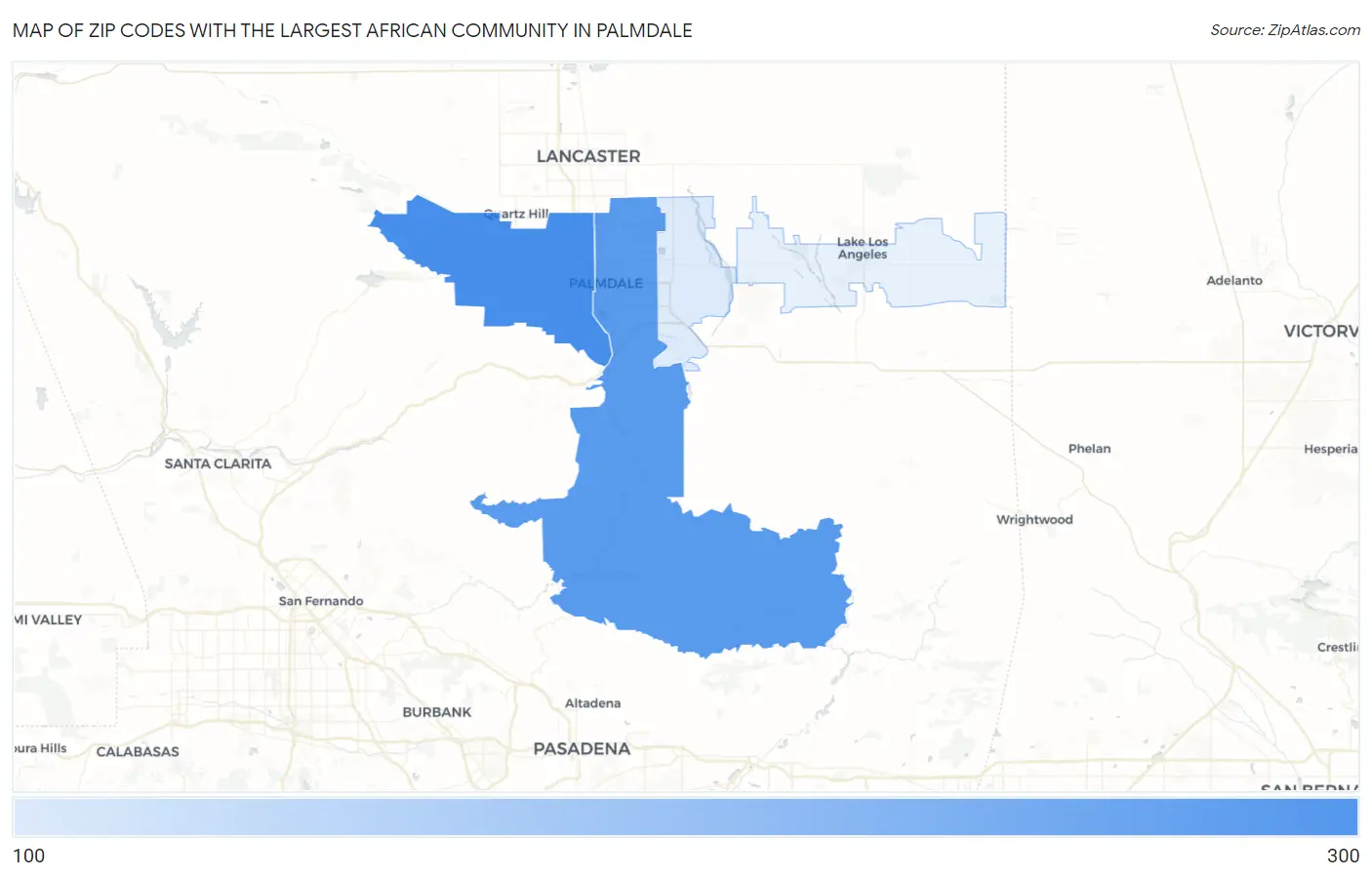 Zip Codes with the Largest African Community in Palmdale Map
