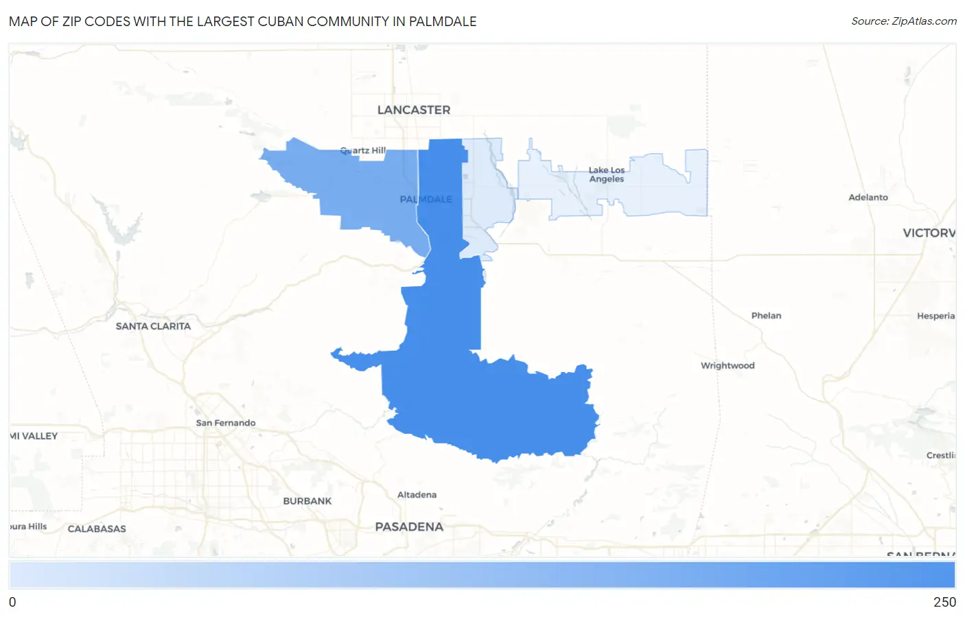 Zip Codes with the Largest Cuban Community in Palmdale Map