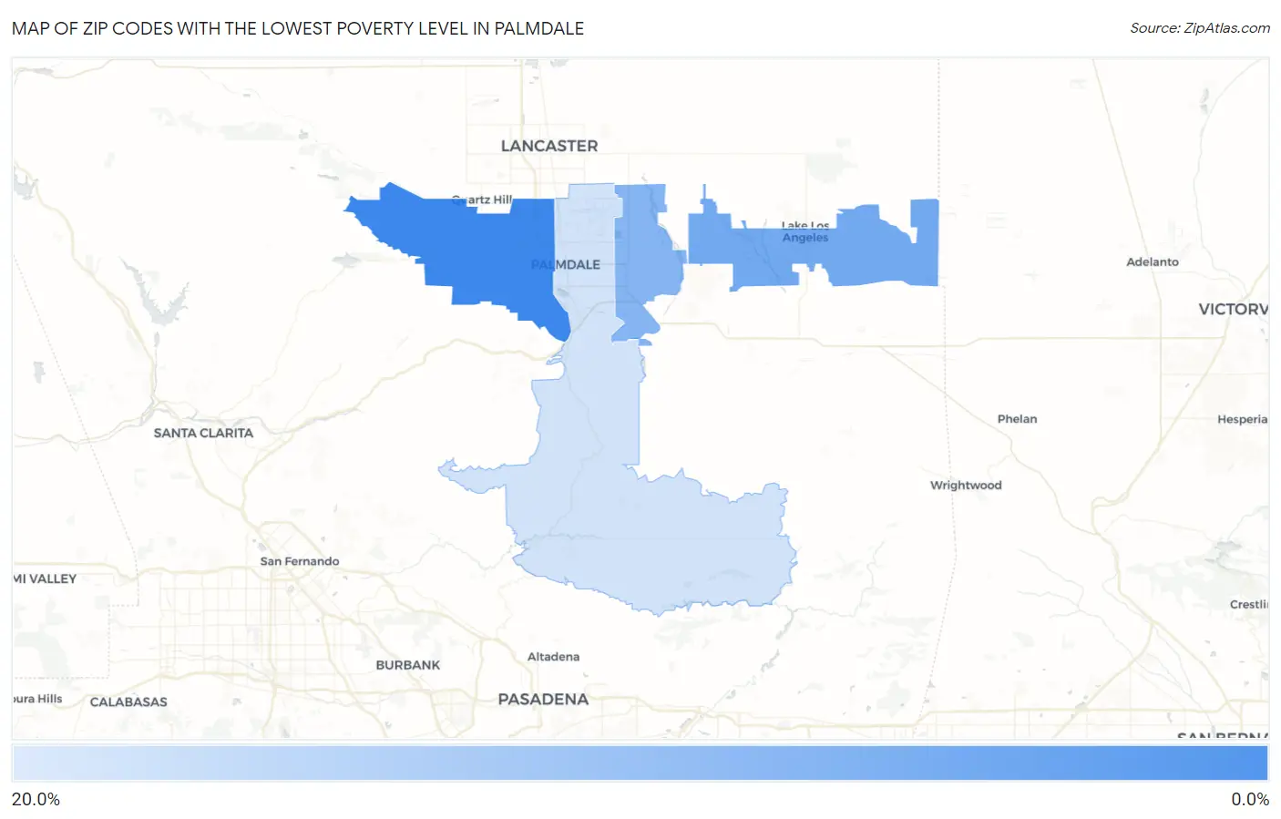 Zip Codes with the Lowest Poverty Level in Palmdale Map